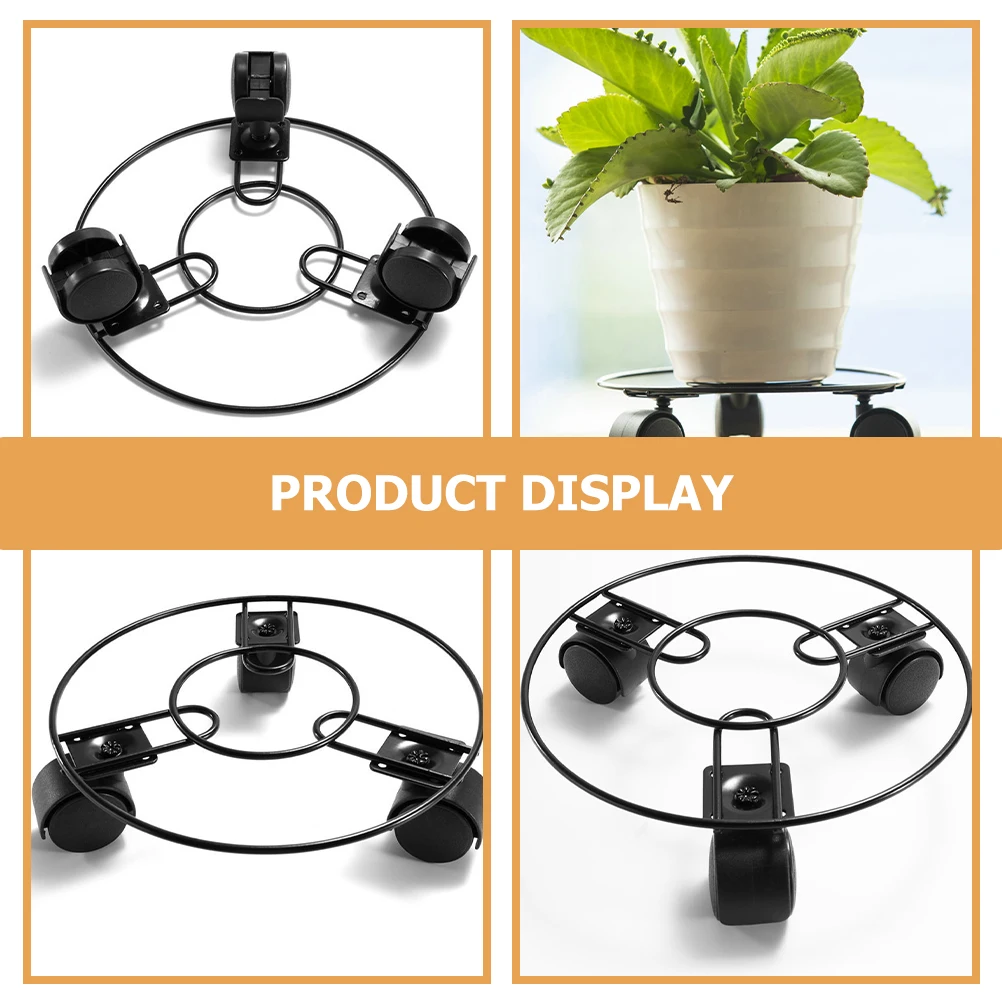 

2pcs Iron Plant Stand with Wheels Movable Metal Planter Holder for Flowerpot Garden Caster Stands Smooth Rolling
