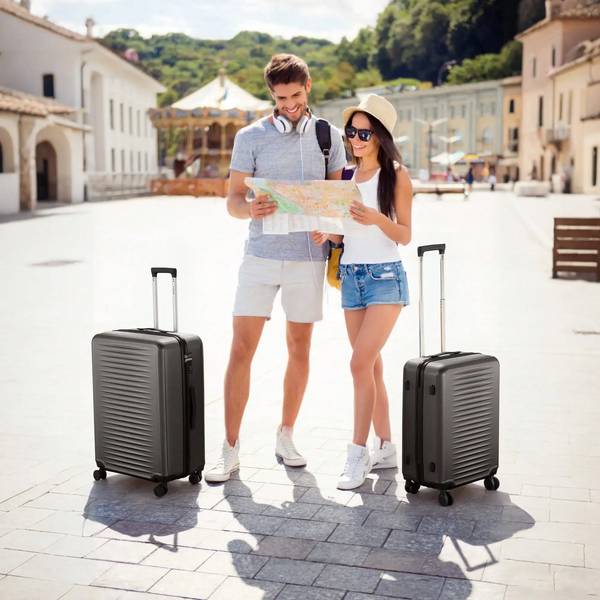 3-Piece Suitcase Set,Hardside Luggages With Wheels,Lightweight ABS Hard Shell Travel Luggage,Large Travel Suitcases, 20/24/28 Inch,Idea For Travel