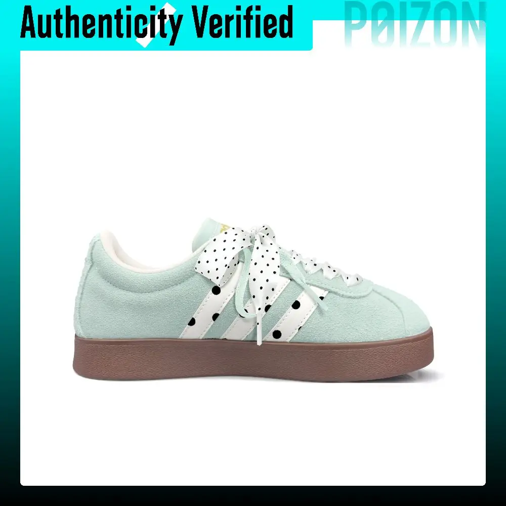 Adidas Vl Court Classic German Army Trainers Women's Low-top Mint Green White Brown Color Block KH5552（Group2485-）