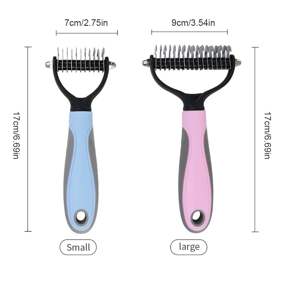 Cat Hair Removal Comb Dog Hair Removal Brush Stainless Steel Double Sided Pet Grooming Brush Removing Tangles Cat Accessories