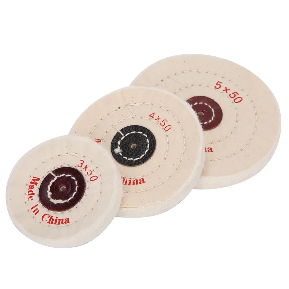 

3Pcs Cloth Cloth Polishing Wheels 75mm/100mm/125mm White Jade Polishing Discs Goldsmith Polishing Tools Beads Processing