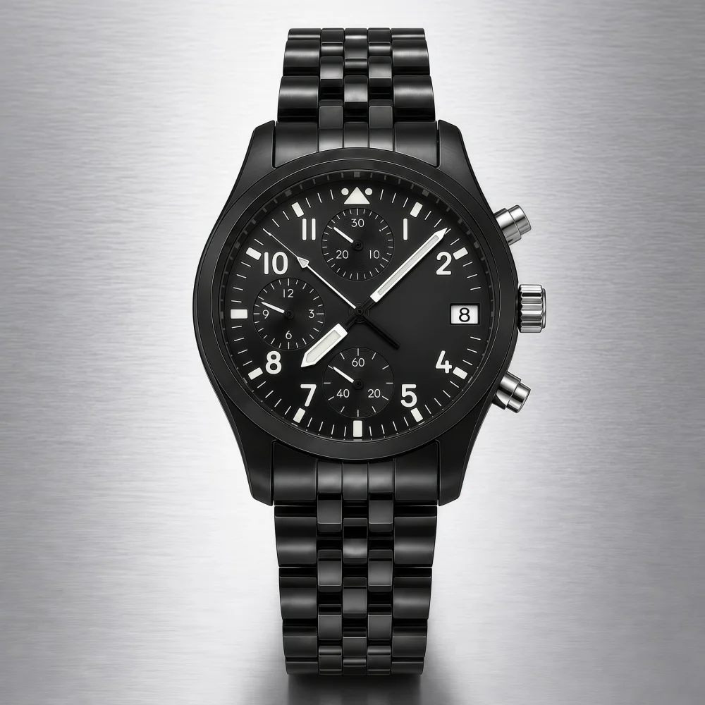 Мужские часы LARIMOKER 38MM VK67 Meca Quartz Pilot Chronograph с сапфировым стеклом, матовым корпусом из нержавеющей стали, авиационные наручные часы