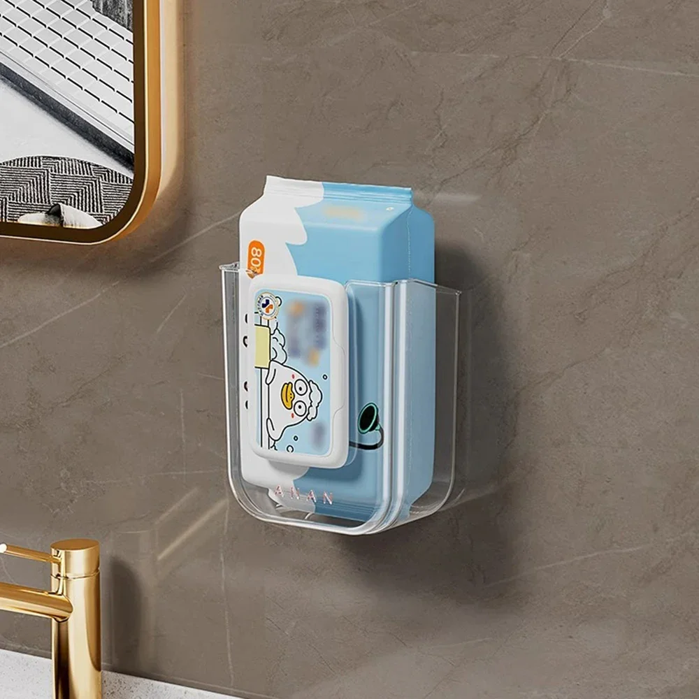 [Popular Choice] Bathroom Non Perforated Wall Mounted Wet Tissue  Box with Large Opening and Strong Load-bearing Capacity Shelf