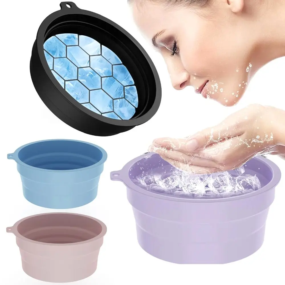 Foldable Face Ice Bath Bowl Silicone Built-in Ice Tray Portable Ice Basin Skincare Washbasin Spa Facial Treatment