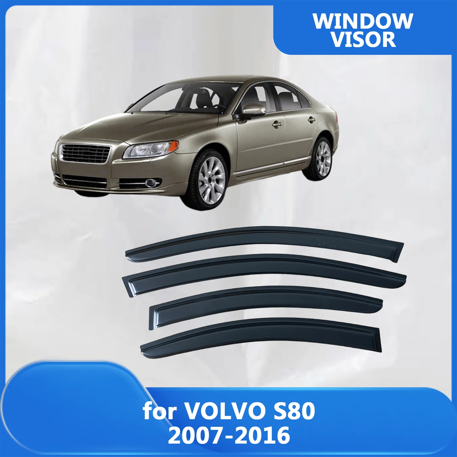 

Window Visor for VOLVO S80 2007 2008 2009 2010 2011 2012 2013 2014 2015 2016 Wind Deflectors Rain Guards Door Visor Vent