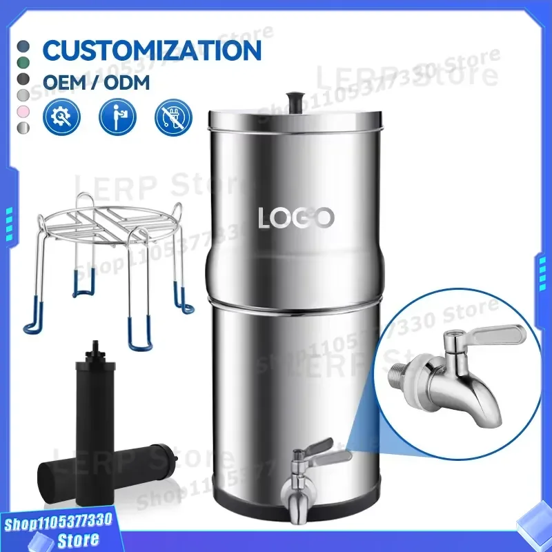 HONG HUI NSF/ANSI 42/372 LT-3A 3 Gallons Outdoor Household Stainless Steel Water Filter Gravity Water Filter System