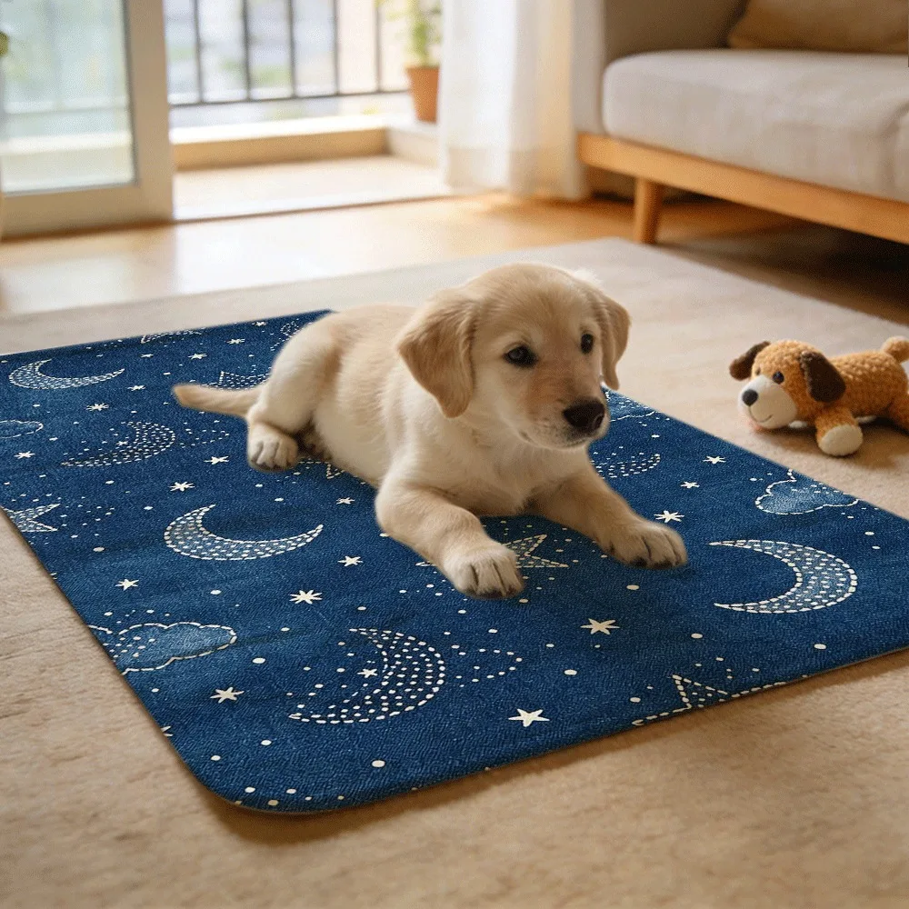 Starry Moon Skies Reusable Multi-Layer Pet Training Pads Reinforced Absorbent Core for Heavy Use