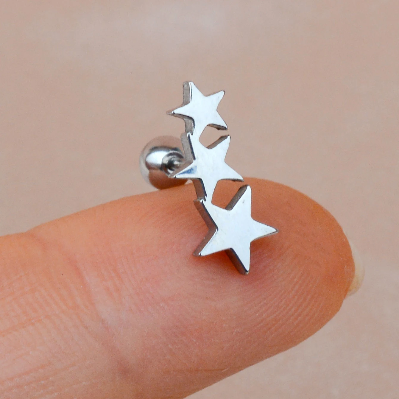 1Pairs Trend  Stainless Steel Earrings 2025 New Fashion Three Star Stud Earrings For Women Men Personality Jewelry Party Gifts