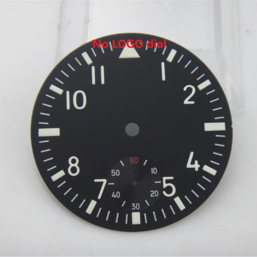 38.9mm 6498 Black Dial Gun Color Watch Hands White Number Green Luminous Suitable For ETA6498 ST3621 Movement Can Be Customized