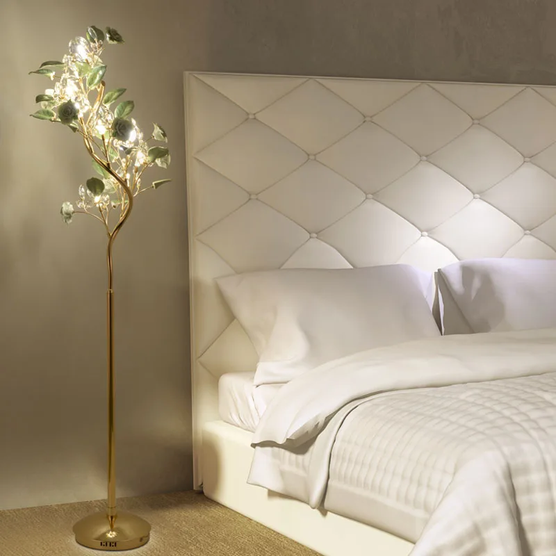 

Pink Ceramic Led crystal Floor Light for wedding Living Room Bedside Stand Lamp hotel lobby led Green Christmas tree Floor Lamp