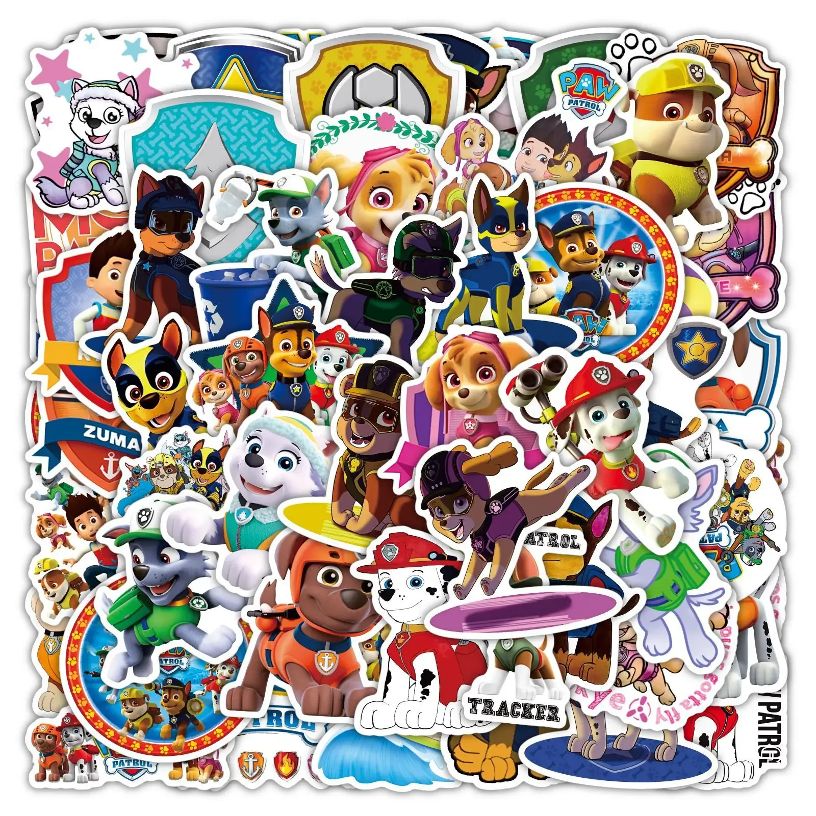 50pcs Paw Patrol Sticker Kids Toy Cartoon Stickers Computer Water Cup Guitar Luggage Without Leaving Glue DIY Waterproof Sticker