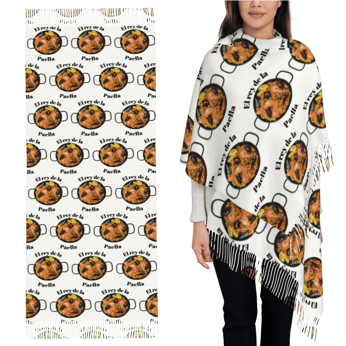 

El Rey De La Paella шарф с кисточками, женские мягкие теплые шали и накидки, большая осенне-зимняя шаль