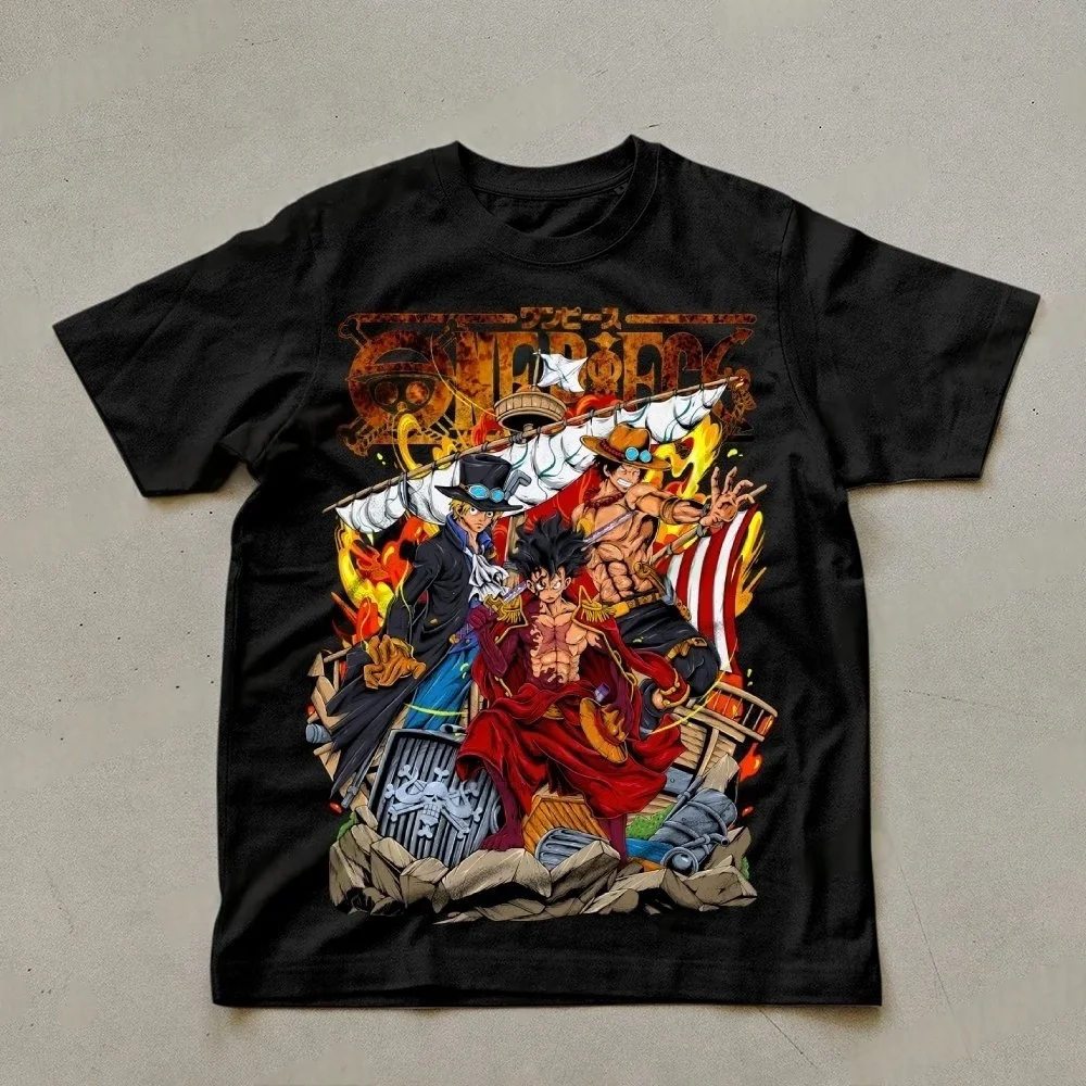 Цельная мужская футболка Monkey D. Luffy Portgas D. Ace, летняя аниме-осенняя детская футболка с короткими рукавами для мальчиков, повседневная одежда для родителей и детей