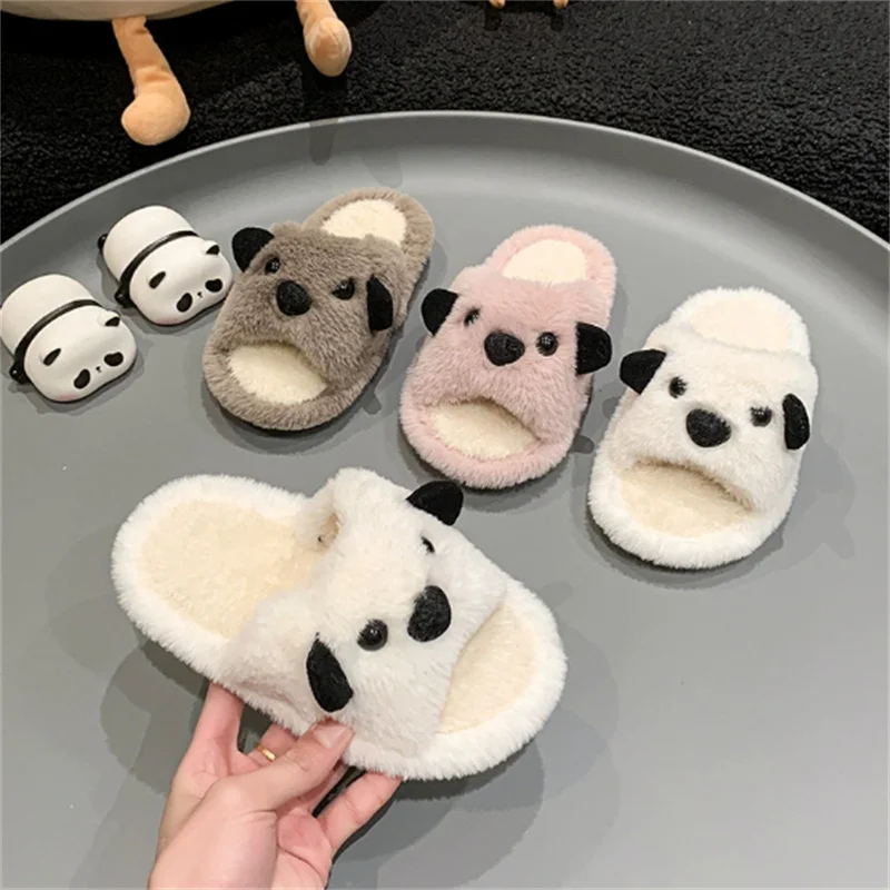 

Winter Cotton Slippers For Children's Shoes Fashion Cute Dog Warmth Indoor Kids Girls Slipper