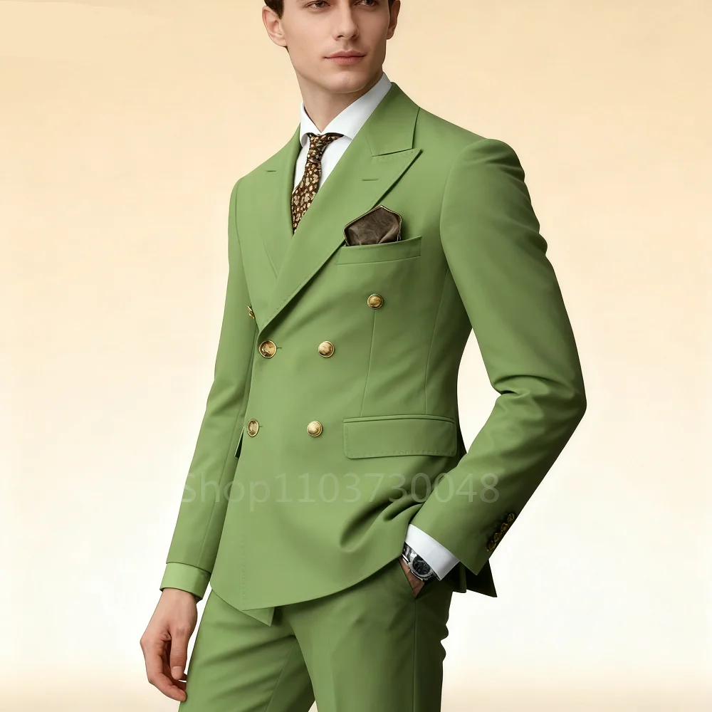 

Lapel 2 Piece Wedding Men's Suits Fashion Style Blazer Pants Formal Business Party Groom Wear Tuxedos Costume Homme