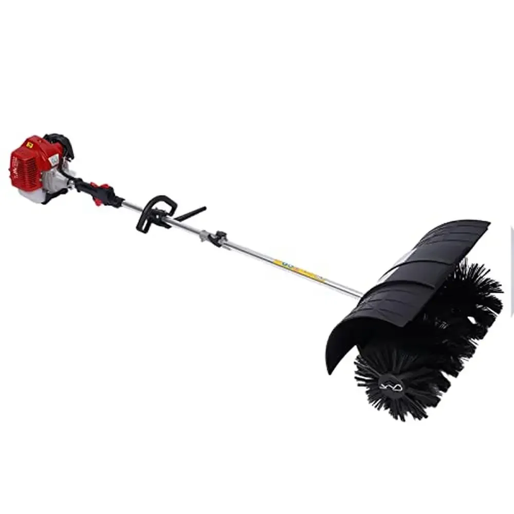 Gas Powered Walk Behind Sweeper Broom Artificial Turf Cleaning 2.3HP 2 Stroke 52cc Handheld Air Cooled EPA Snow Sweeper Kit