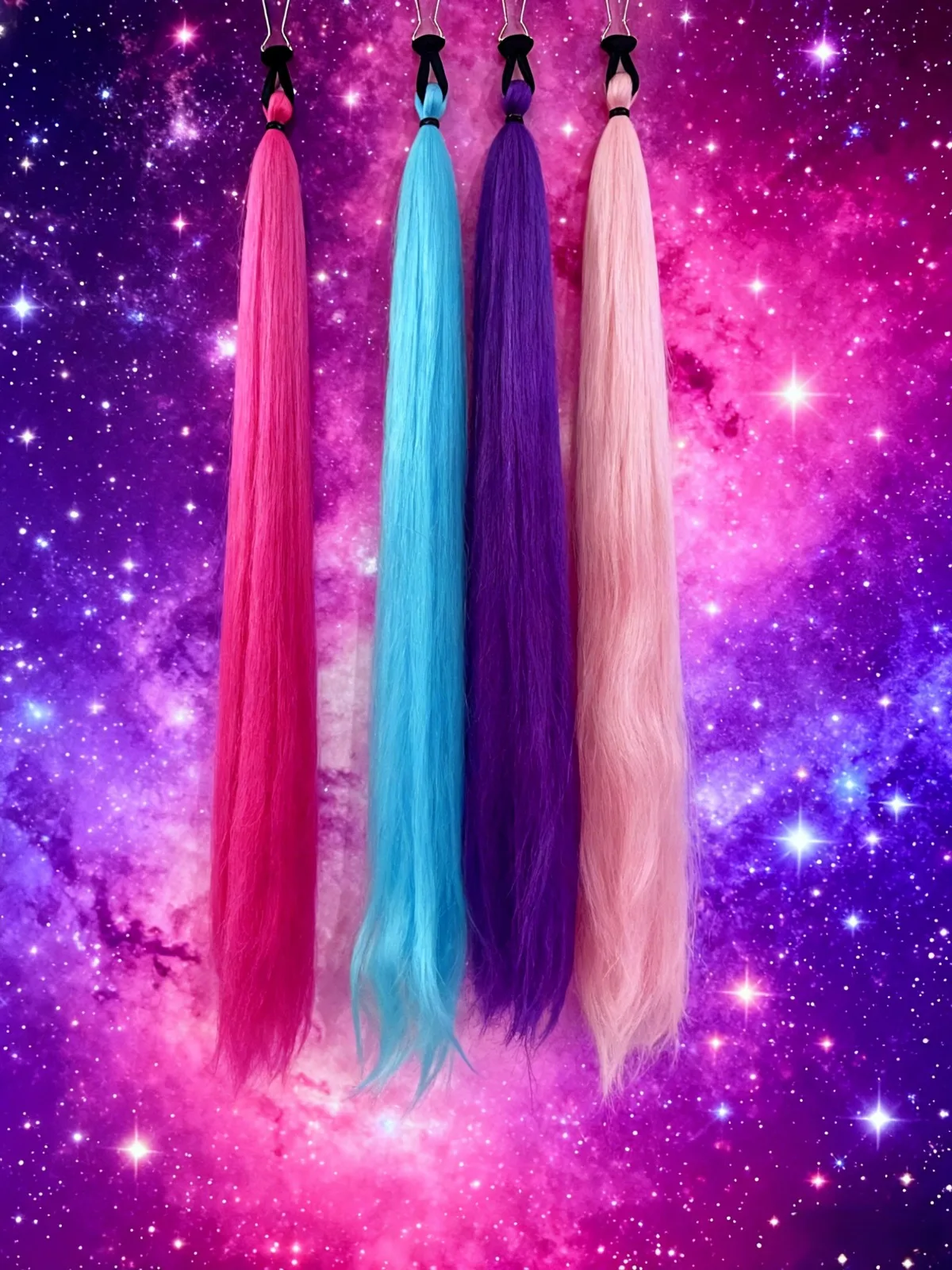 الاصطناعية الملونة ذيل حصان تمديد 2 قطعة طويلة مستقيمة DIY مضفر ذيل حصان هيربيسي مع شريط مطاطي النساء إكسسوارات الشعر