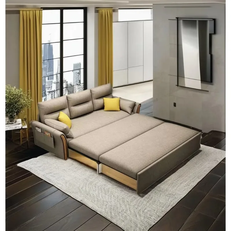 Purple Foldable Futon Sofa Bed 3 with fabric upholstered metal frame