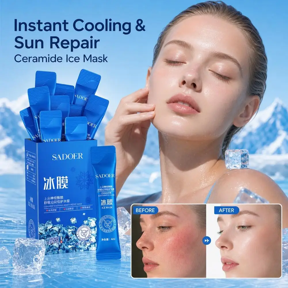 Facial Mask Ceramide Soothing Ice Mask 20 Sticks Portable Portable Hydrating Gel Mask Anti Aging Brightening Skincare