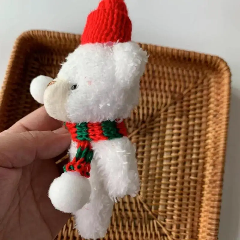45be Gấu sang trọng đáng yêu với chiếc mũ Giáng sinh Khăn nhồi động vật mềm Plushie Bear Bead búp bê đồ chơi cho trẻ Quà tặng