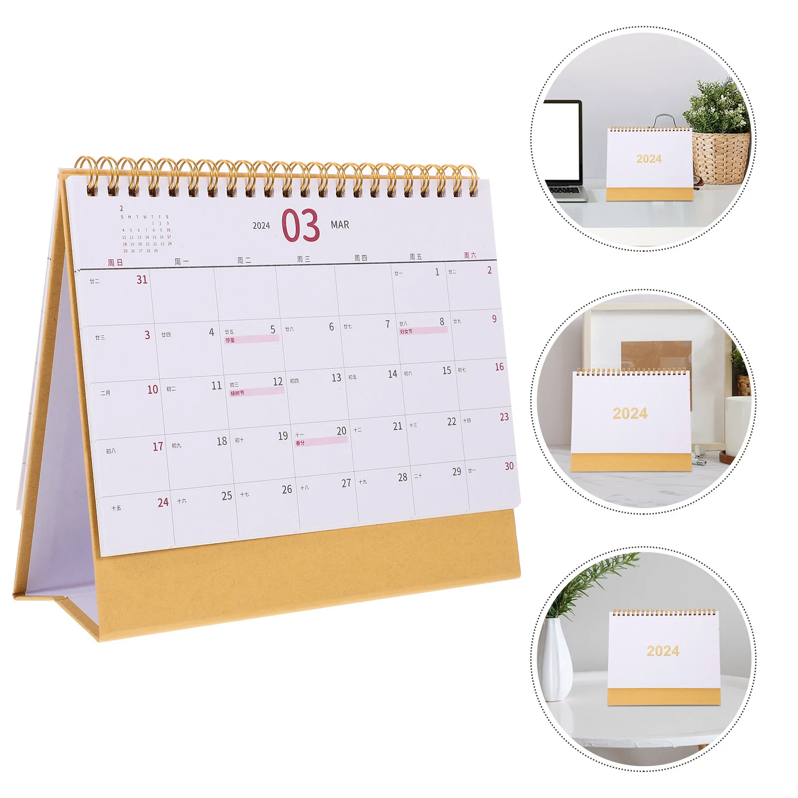 1 قطعة مكتب الحد الأدنى 2024 الوجه للمنزل مكتب سطح المكتب الدائمة التقويم التخطيط المنزلي المنظم منضدية التقويم #4