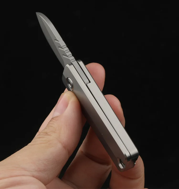 D2 Blade Titanium Alloy MINI Gear Folding Knife Multifunctional Outdoor EDC Self-defens Tool Outdoor Portable Utility Keychain