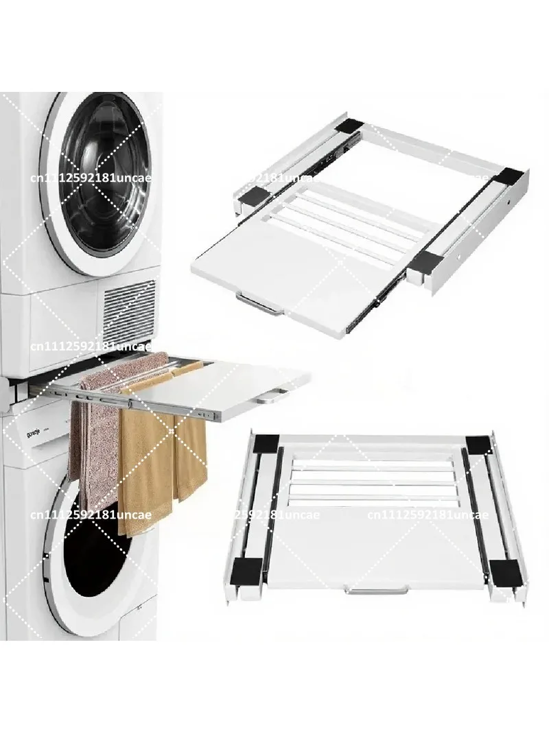 Retractable Washing Machine Dryer Rack, Middle Connecting Frame, Stainless Steel Towel Holder for Laundry Room