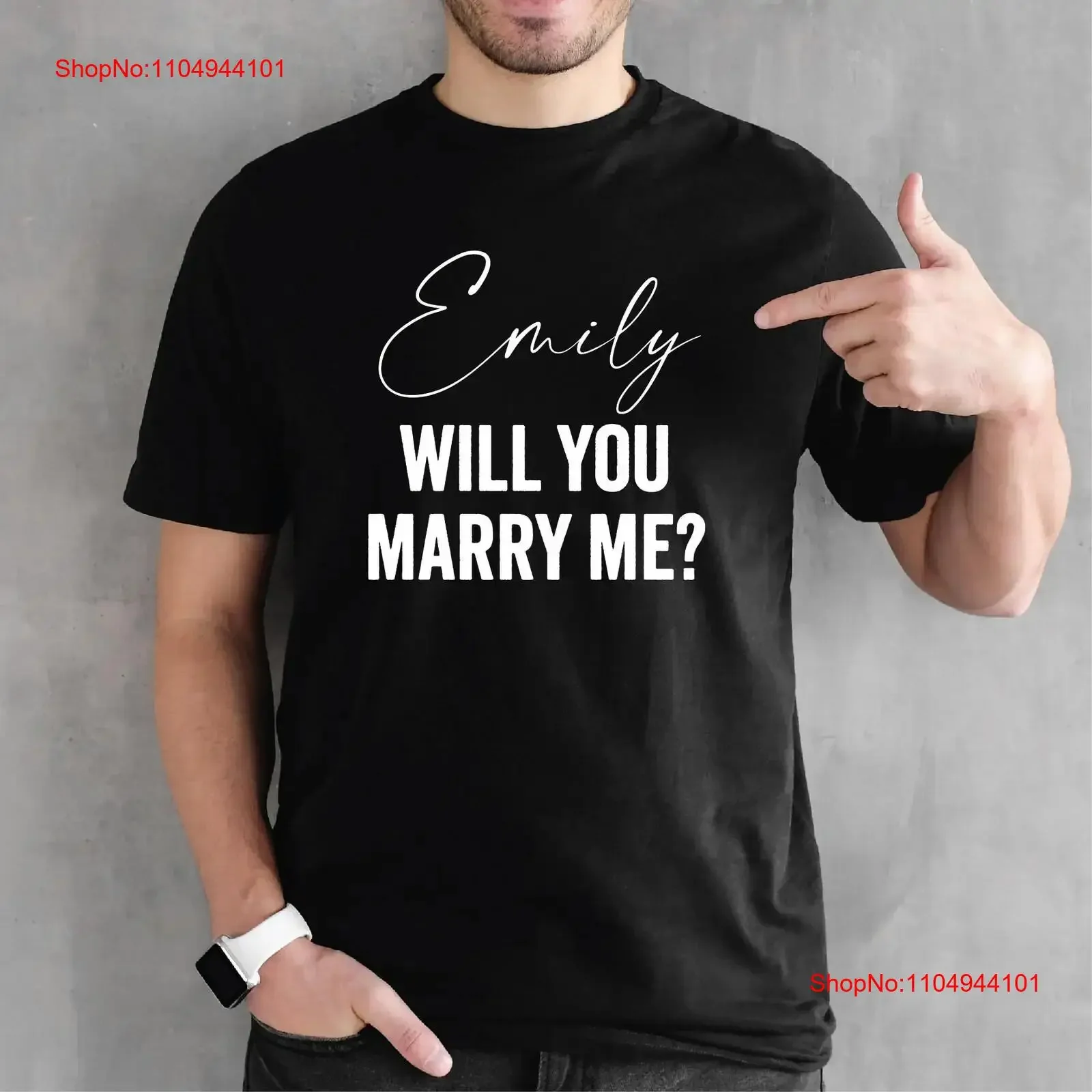 

Personalised Will You Marry Me Proposal T Shirt Any Name souvenir tee Surprise proposing Valentine's Day vintage Washed