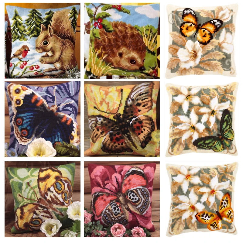 

Набор для вышивки без отделки, акриловая пряжа, холщовая подушка, наволочка для вышивки крестиком спереди, продажа 21