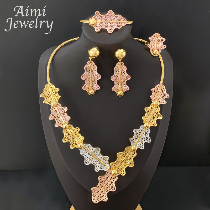 

Красочный дизайн в форме листа, преувеличенный комплект ювелирных изделий для женщин, массивное колье, ожерелье, серьги, браслет, кольцо, подарки для свадебной вечеринки