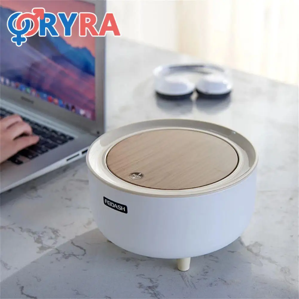 Press Cover Imitation Wood 2l/7l Convenient Innovative Durable Space-saving High Foot Dustbin Decor Plastic Living Room Desktop