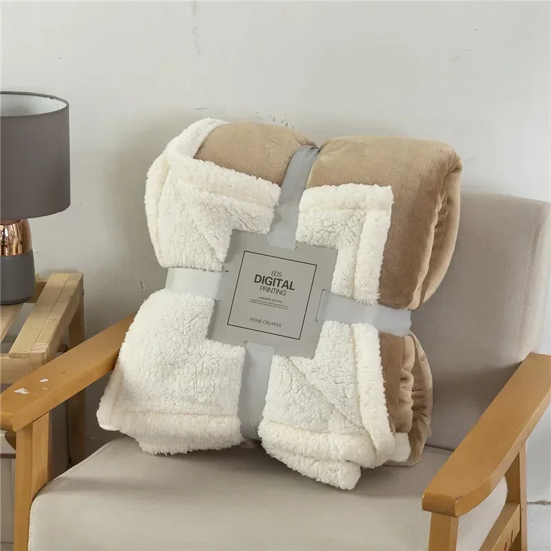 Flannel Fleece Throw Blanket Warm Wool Bed Cover Sofa Blanket Fluffy Bed Linen Bedspread for Sofa Bedroom