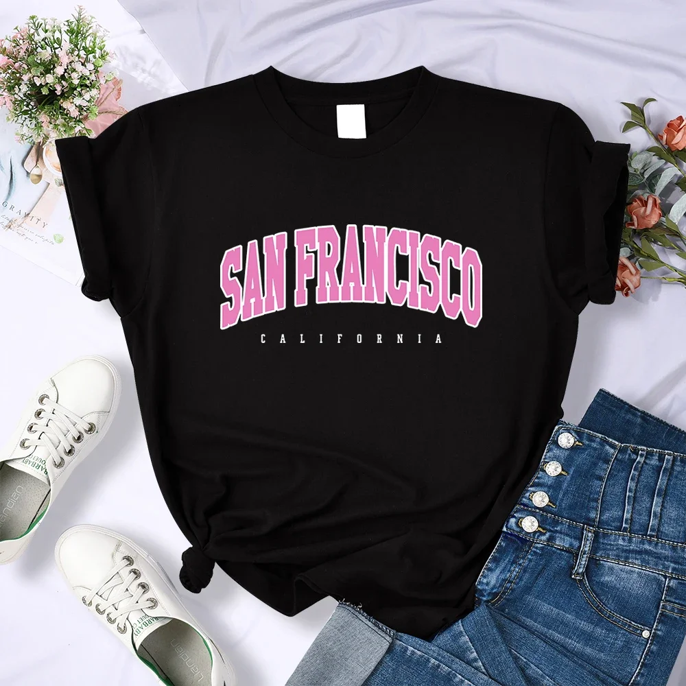 T Shirt San Francisco California USA City Printing Tee Shirts Comfortable Loose Breathable Hip Hop Tops Funny Women Casual Tee