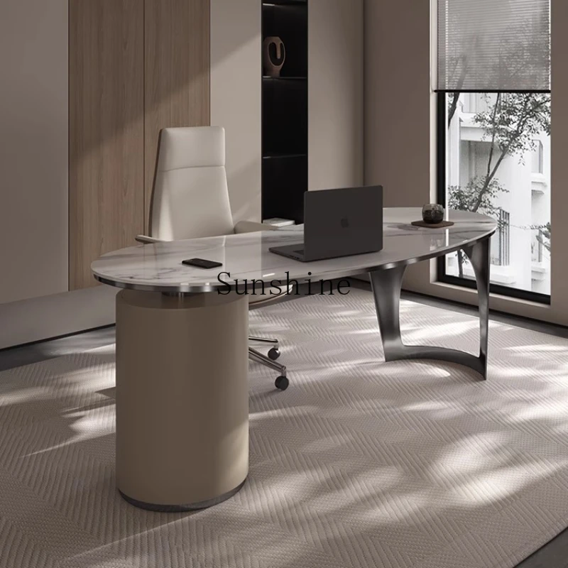 

Light luxury rock slab modern simple desk home study writing desk
