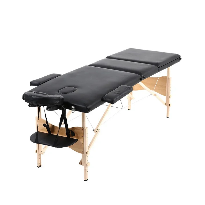 Manufacturers wholesale wooden three-section massage table portable beauty massage table