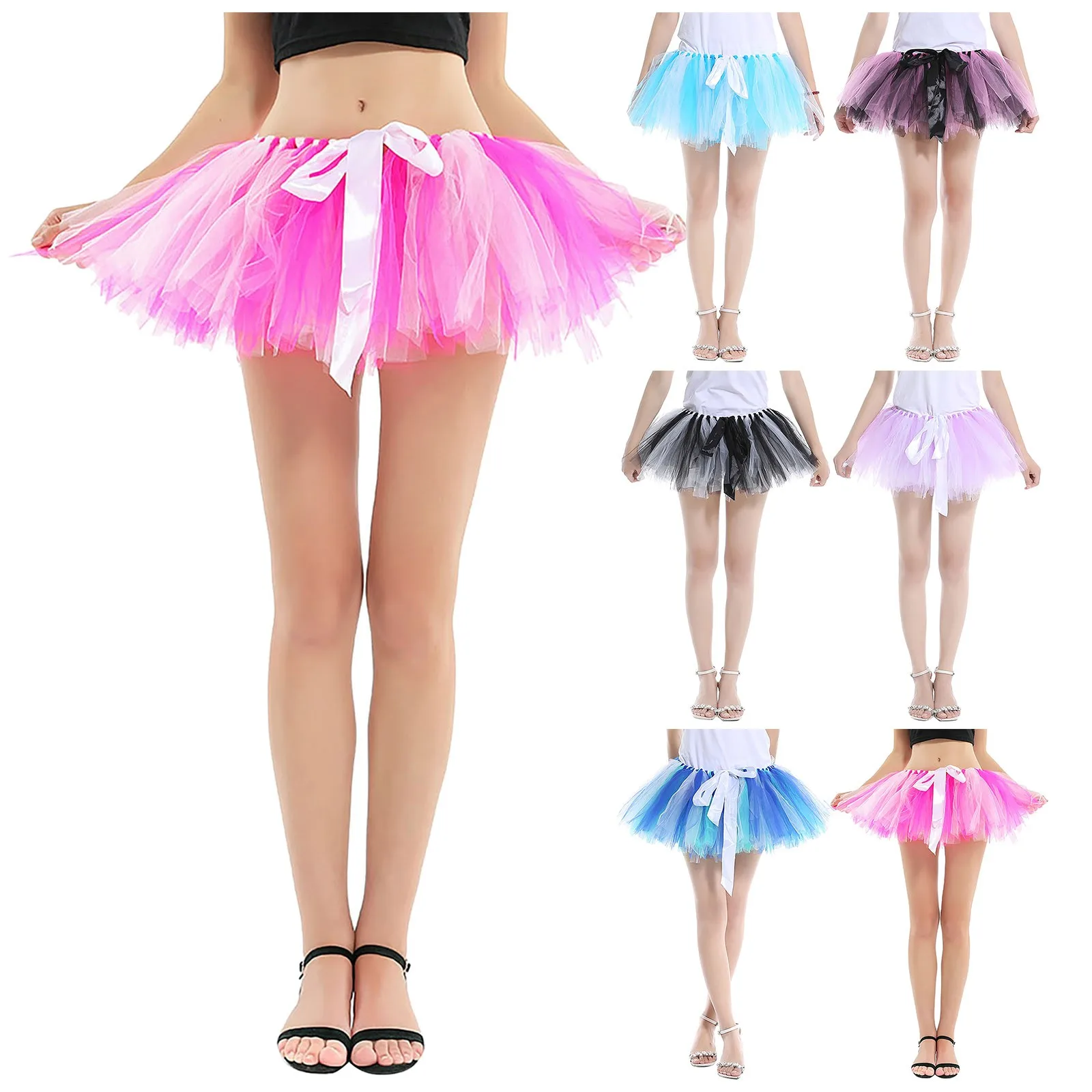 

Women's Patchwork Multicolor Mesh Mini Tutu Skirt Support Half Body Puff Petticoat Colorful Small Short Skirt Femme Faldas 2023