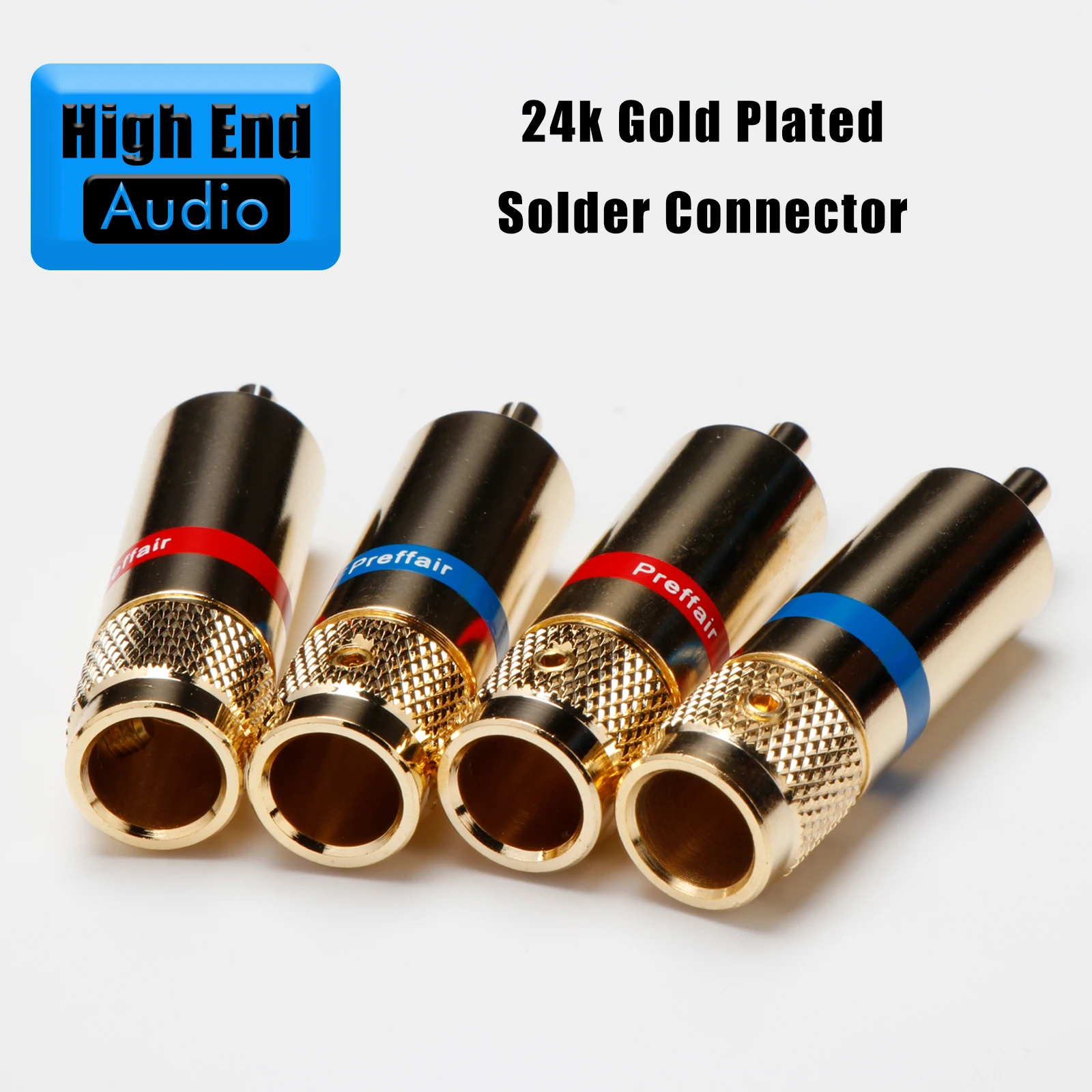 4PCS 24k Gold-Plated HIFI RCA Plug Connectors High Quality Speaker Connector Self-Locking Audio Plug Rca Male Plug