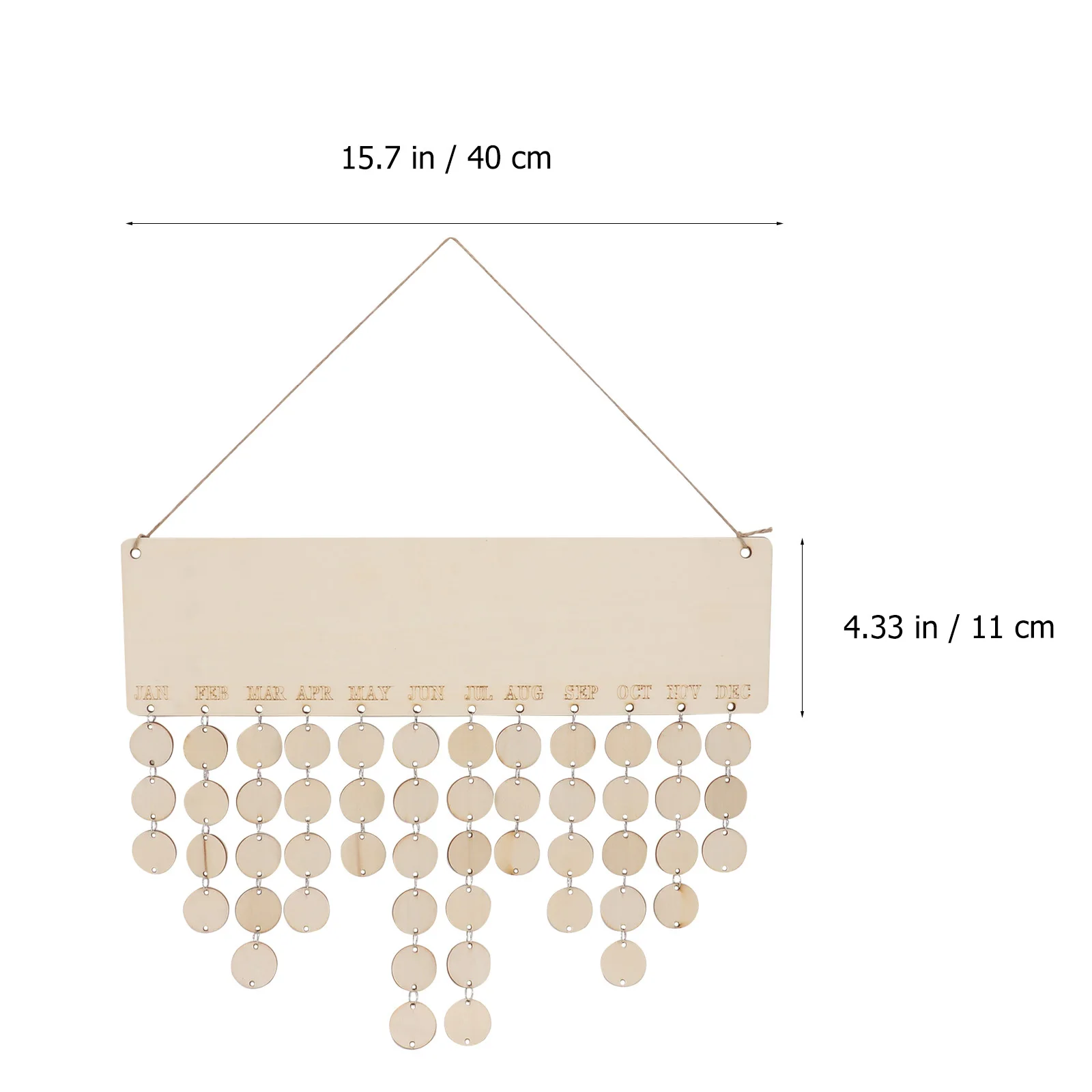 

1 Set Diy Countdown Board 50 Wafers Wooden Hanging For Festival Reminder Natural Wood Wall Smooth Block Calendar Decorative Desk