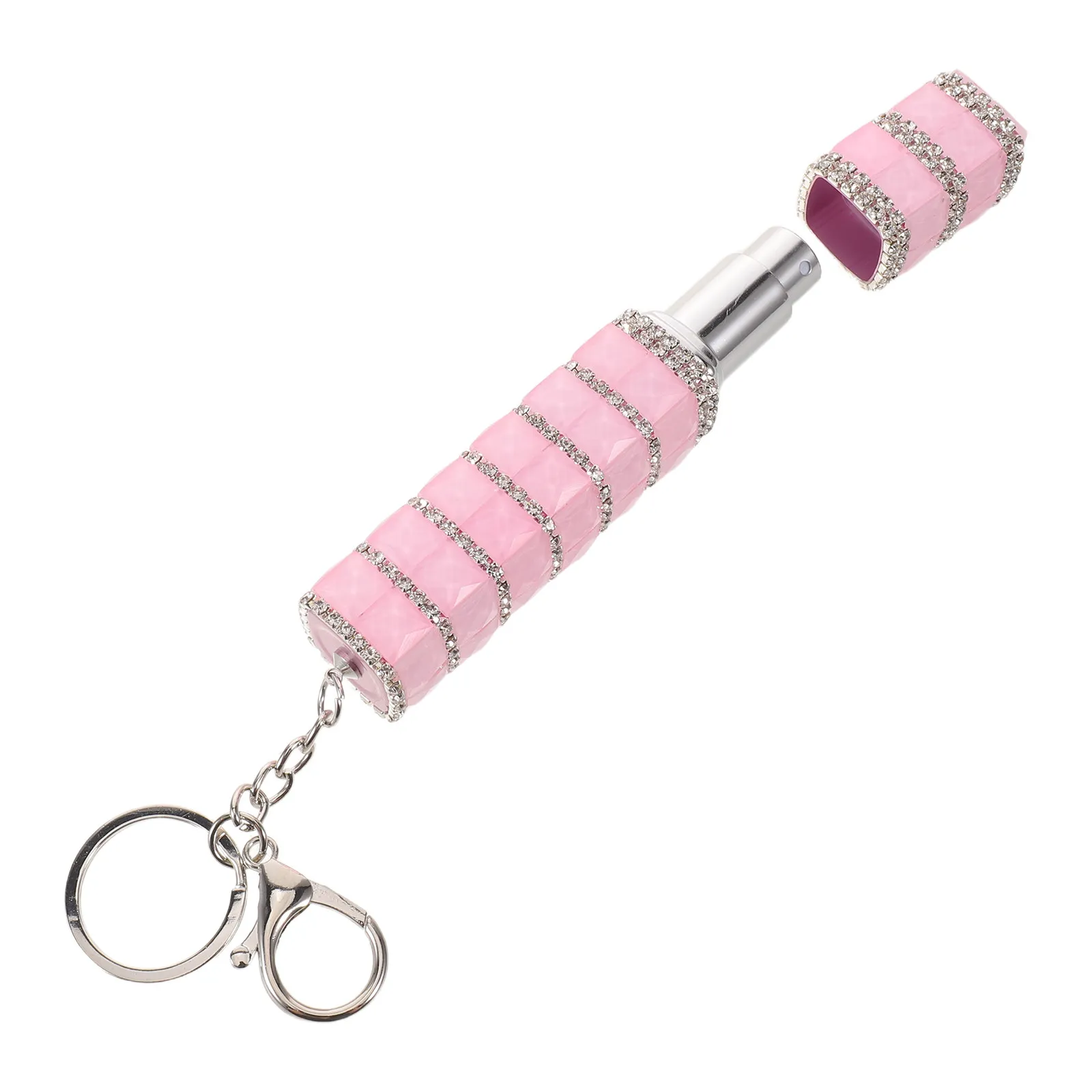 Rhinestone Perfume Bottle 10Ml Pink Travel Refillable Spray Bottle Keychain Portable Perfume Atomizer Empty Fragrance Dispenser