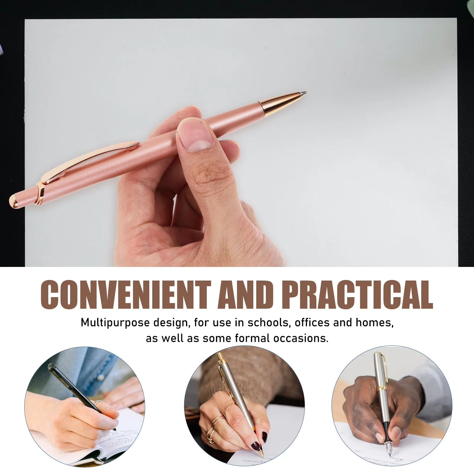 

4Pcs Practical Press Ballpoint Pens Metal Ergonomic Writing Use Portable Business Office Stationery