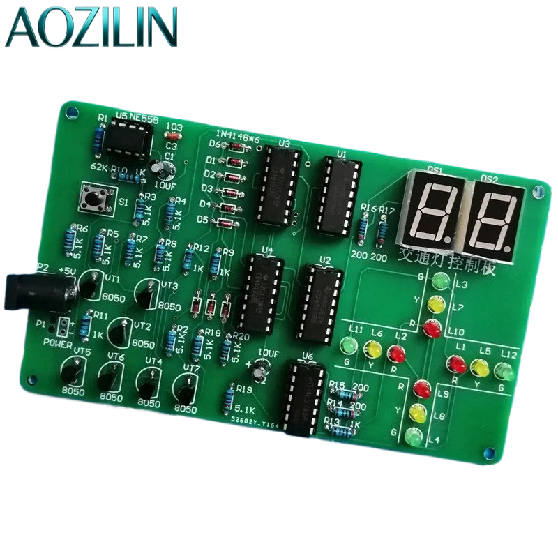 AOZILIN Digital Circuit Traffic Light Kit 10/20/30s Countdown Lamp DIY Electronic Components for Physics Experiment Teaching