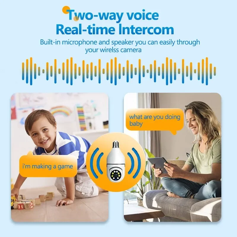 E27 Surveillance Camera Full Color Night Vision Automatic Human Tracking Zoom Indoor Security Monitor Wifi Camera