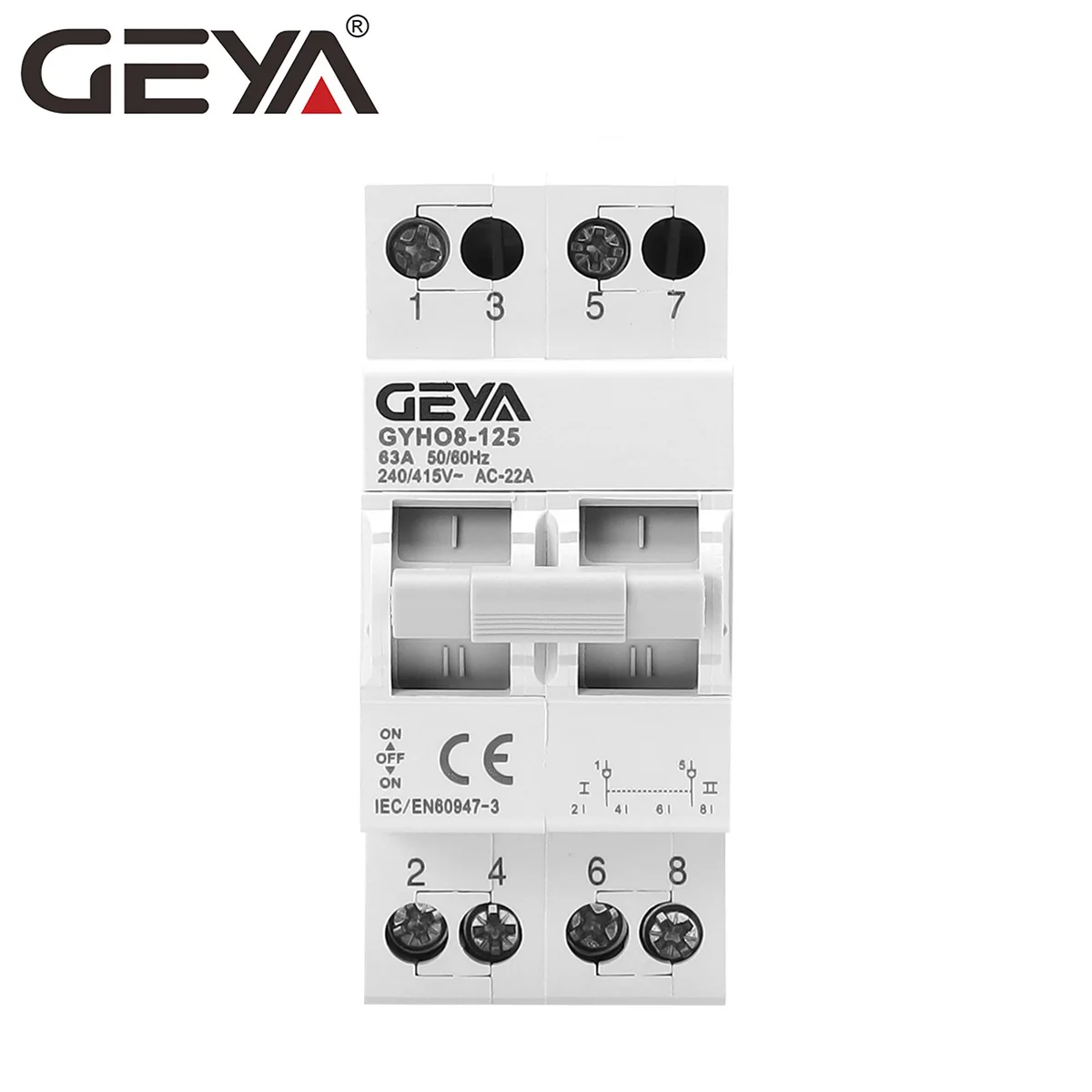 GEYA MTS Dual Power Manual Transfer Switch Modular Changeover Switch Interlock Circuit Breaker Overload Protection 1P 2P 4P 63A