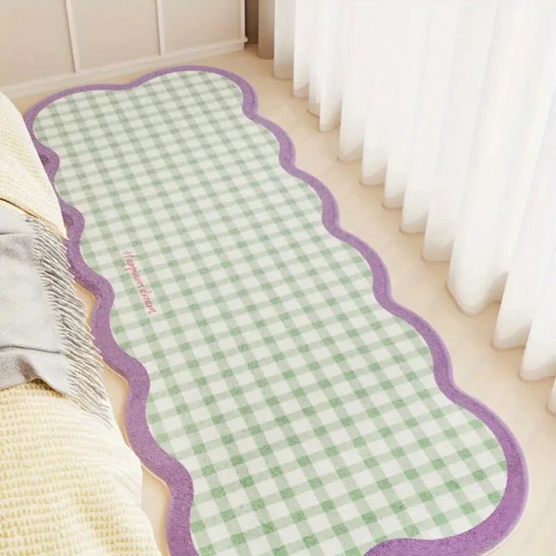 VIKAMA Alfombra moderna a cuadros, suave, cálida y antideslizante, alfombra de entrada para dormitorio, mesita de noche, sala de estar, sofá, decoración del hogar