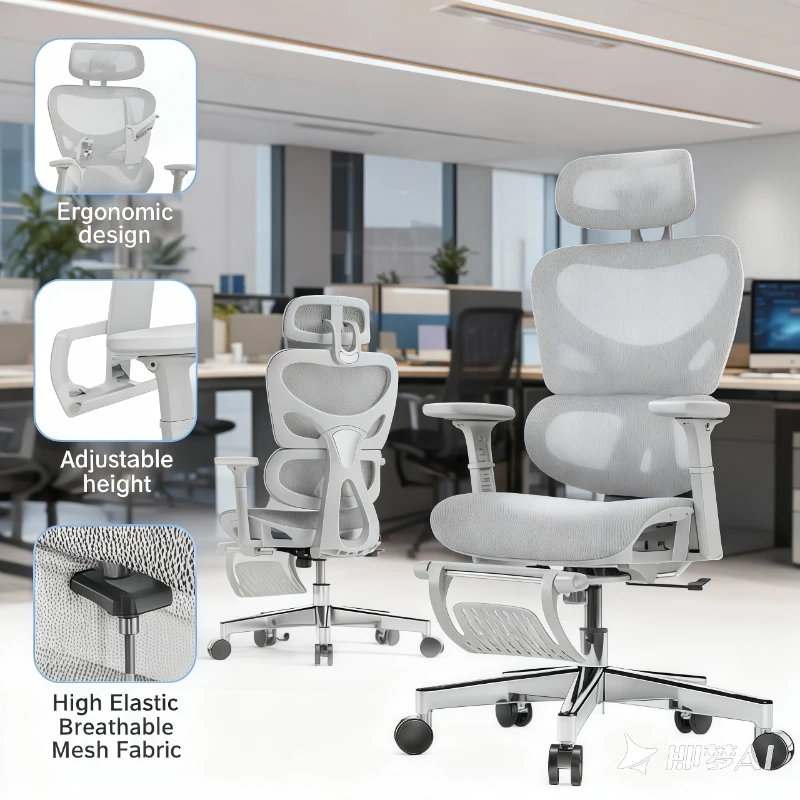 

Ergonomics Office Chair Adjustable Lumbar Support Headrest Smooth Rolling Casters Home Fauteuil Rose Furgle Office Furniture