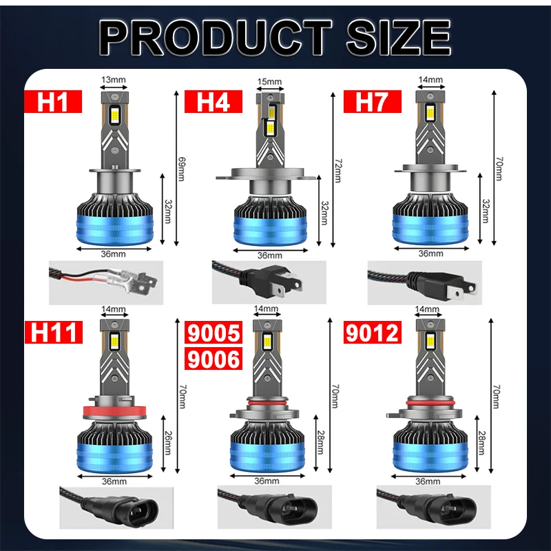 Dualvision H1 H3 H4 H7 LED H8 H11 9005 HB3 9006 HB4 9012 Hir2 Led المصباح لمبة Canbus ضوء السيارات عدة H7 توربو الضباب مصباح #6
