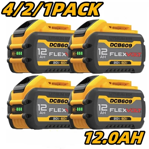 12.0Ah 20V/60V Replacement for Dewalt 60V Flex-Volt MAX Battery DCB606 DCB609 DCB612 for Dewalt 20V/60V Cordless Power Tools 3.2