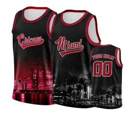 Black Chicago Basket Shirts Top Men Personalized Tshirts Make Your Team Stand Out with Our Customized Miami Basketball Jerseys