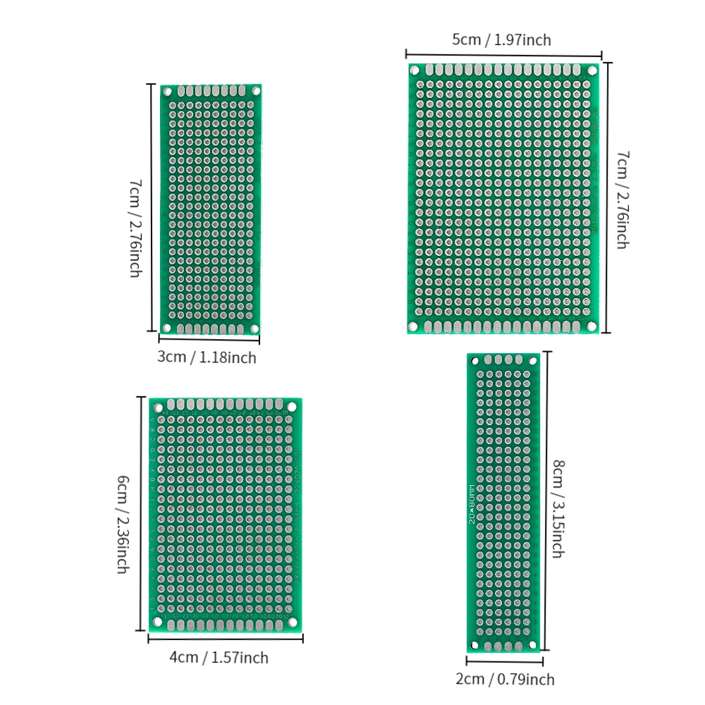 32PCS Prototyping Breadboard PCB DIY Universal Circuit Board 2x8cm 3x7cm 4x6cm 5x7cm Each 8pcs PCB Board Protoboard, for Arduino