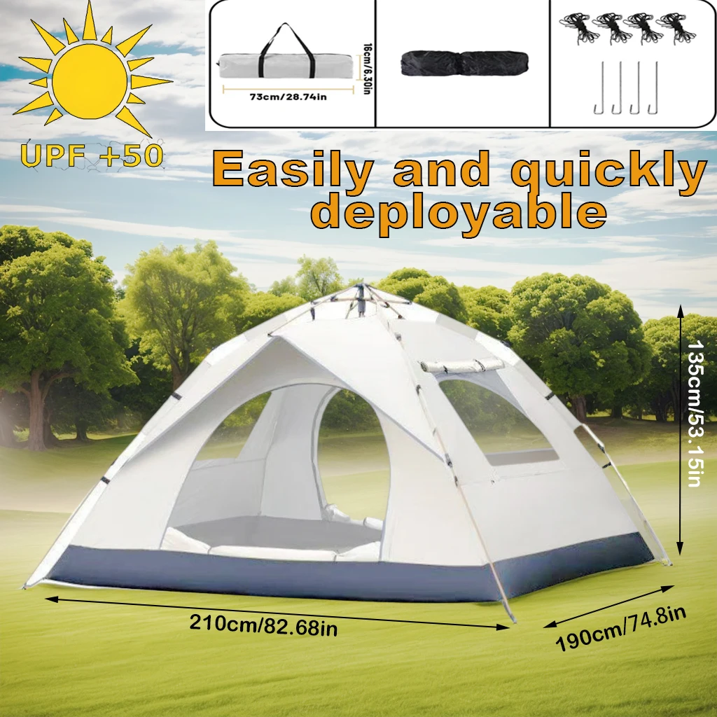 

Inflatable One-touch Camping Tent with Waterproof Tarp Gazebo Canopy Sunshade Mesh Awning Beach Pole Pop Up Shelter Accessories